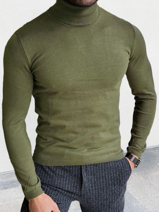 Nuevo suéter de cuello alto para hombre, ajustado al cuerpo, ideal para llevar debajo de otras prendas.