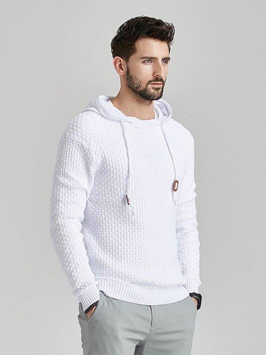 Sweater deportivo casual para hombre con capucha y diseño de pullover.