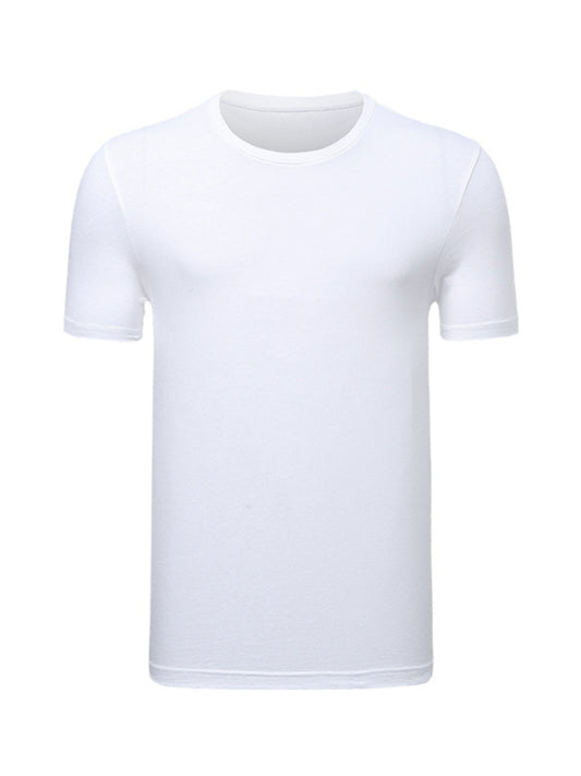 Camiseta de manga corta holgada de color sólido para hombre, camiseta de algodón puro para llevar debajo.