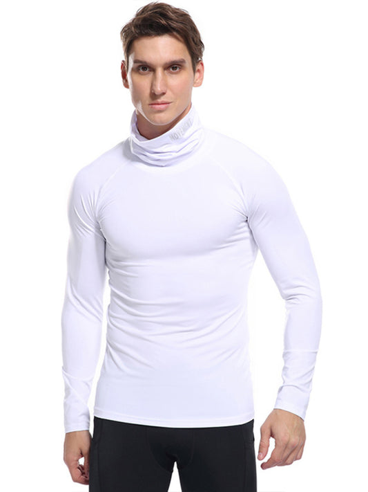 Nueva camiseta deportiva de manga larga para hombre, de cuello alto y alta elasticidad.