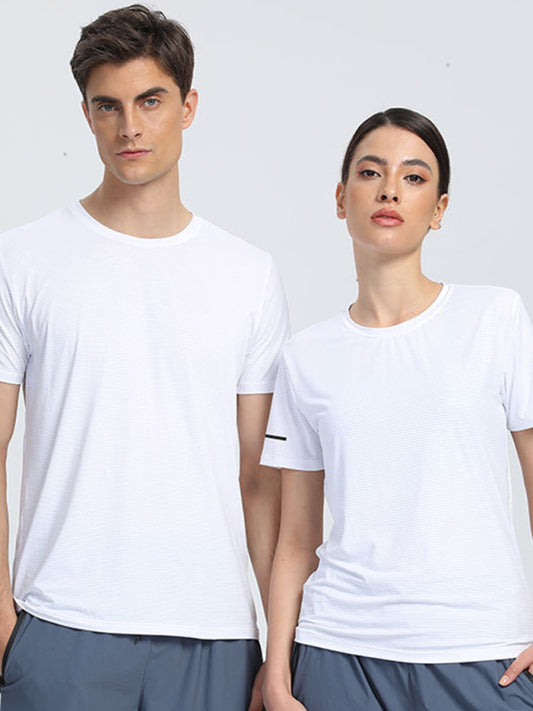 Camisetas de fitness para hombres y mujeres, sueltas, transpirables y de secado rápido.