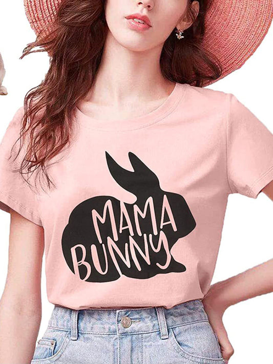 Camiseta de Pascua para mujer con divertido estampado gráfico de MAMA Conejito.